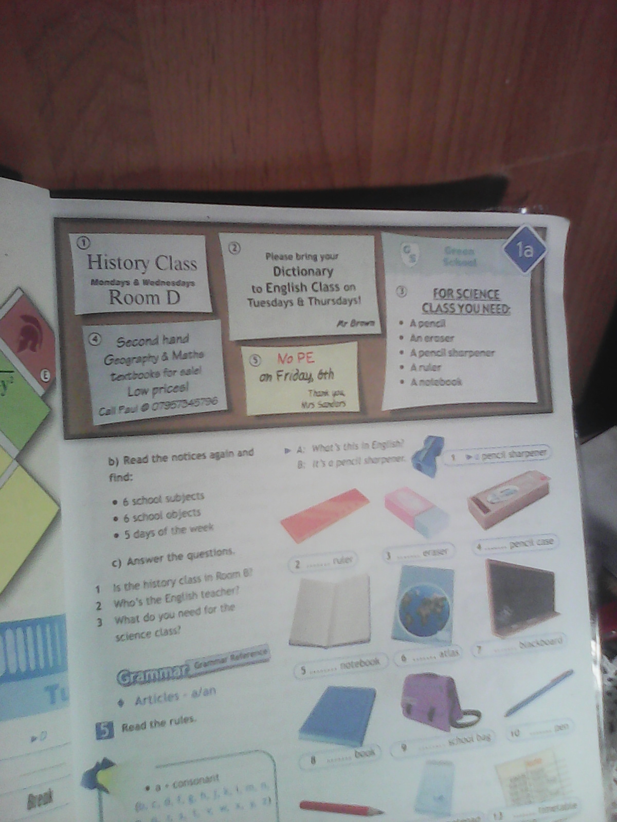 B read the notices again and find. B read the notices again and find