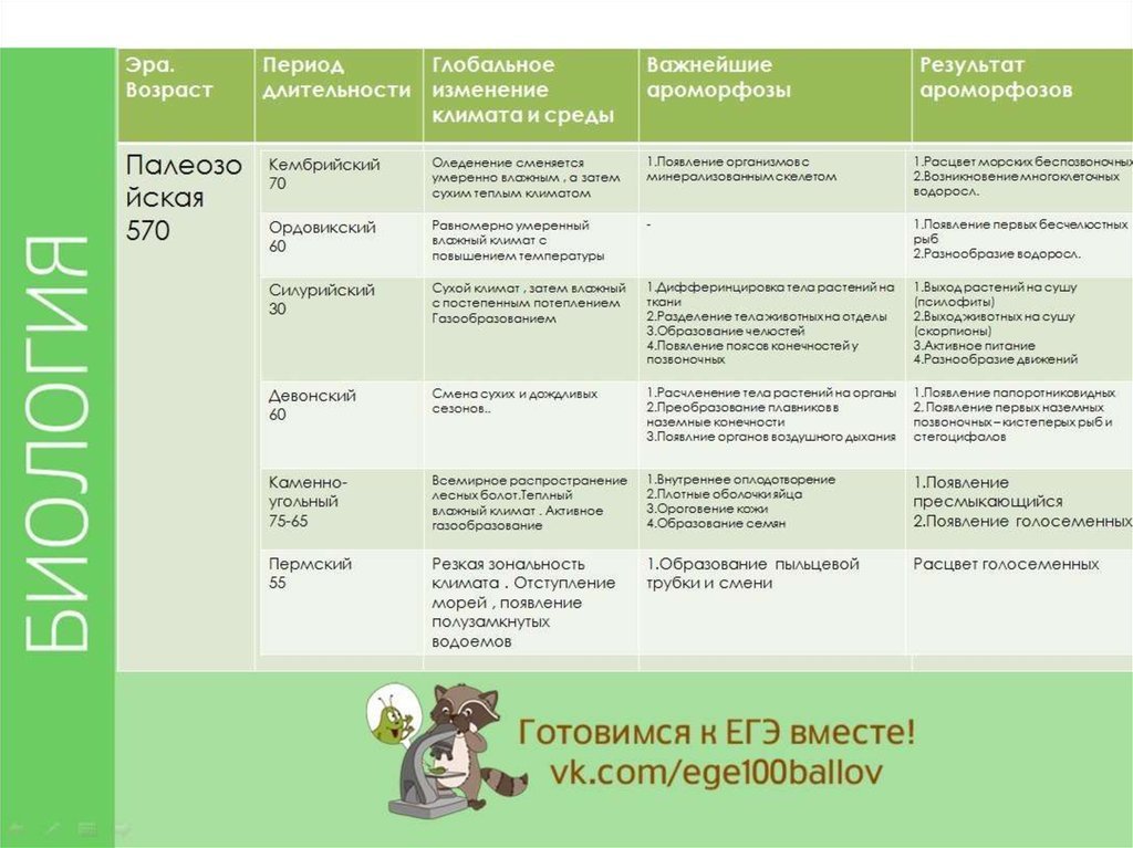 Проанализируйте текст и рисунки параграфа заполните в тетради таблицу эволюция органического мира