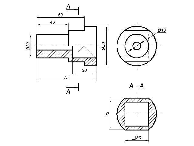 Графическая работа 14 чертеж детали с применением разреза