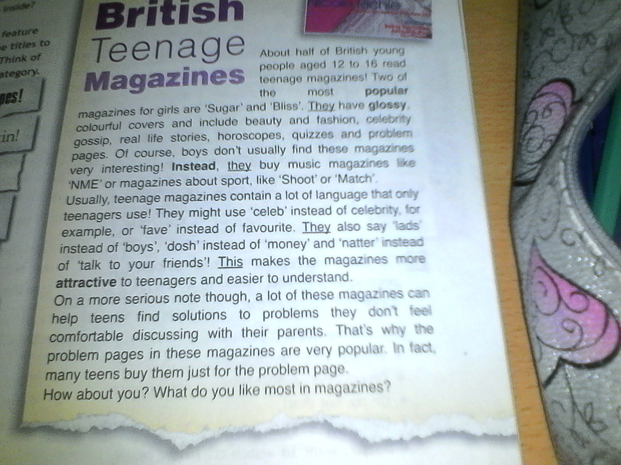Текст British teenage Magazines