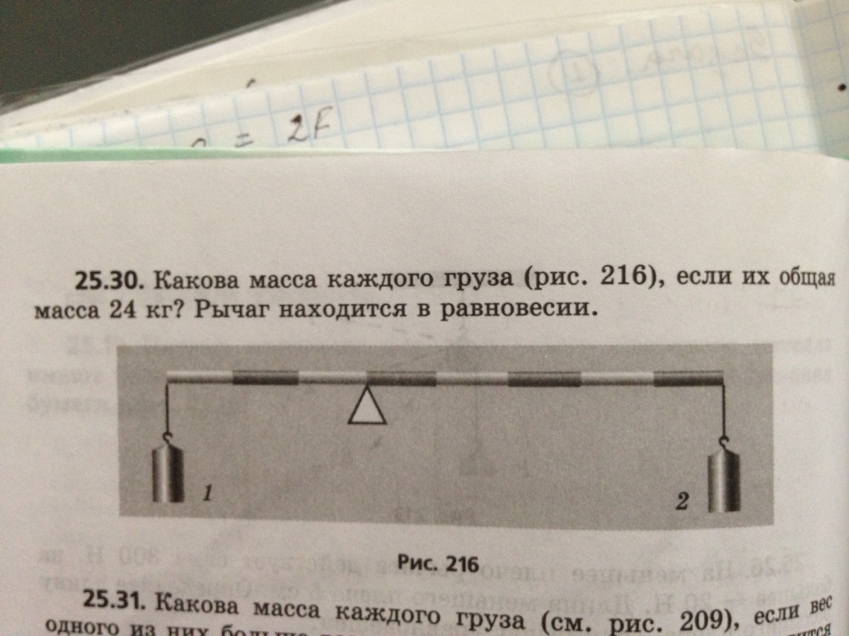 Рычаг представленный на рисунке находится в равновесии масса каждого груза равна 102 г решение