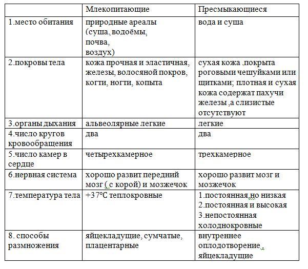 Сравнительная характеристика отрядов пресмыкающихся - Znarium