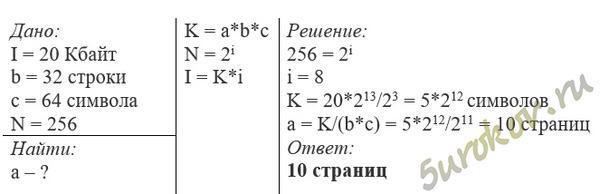 Реферат учащегося по информатике имеет объём 20 Кбайт