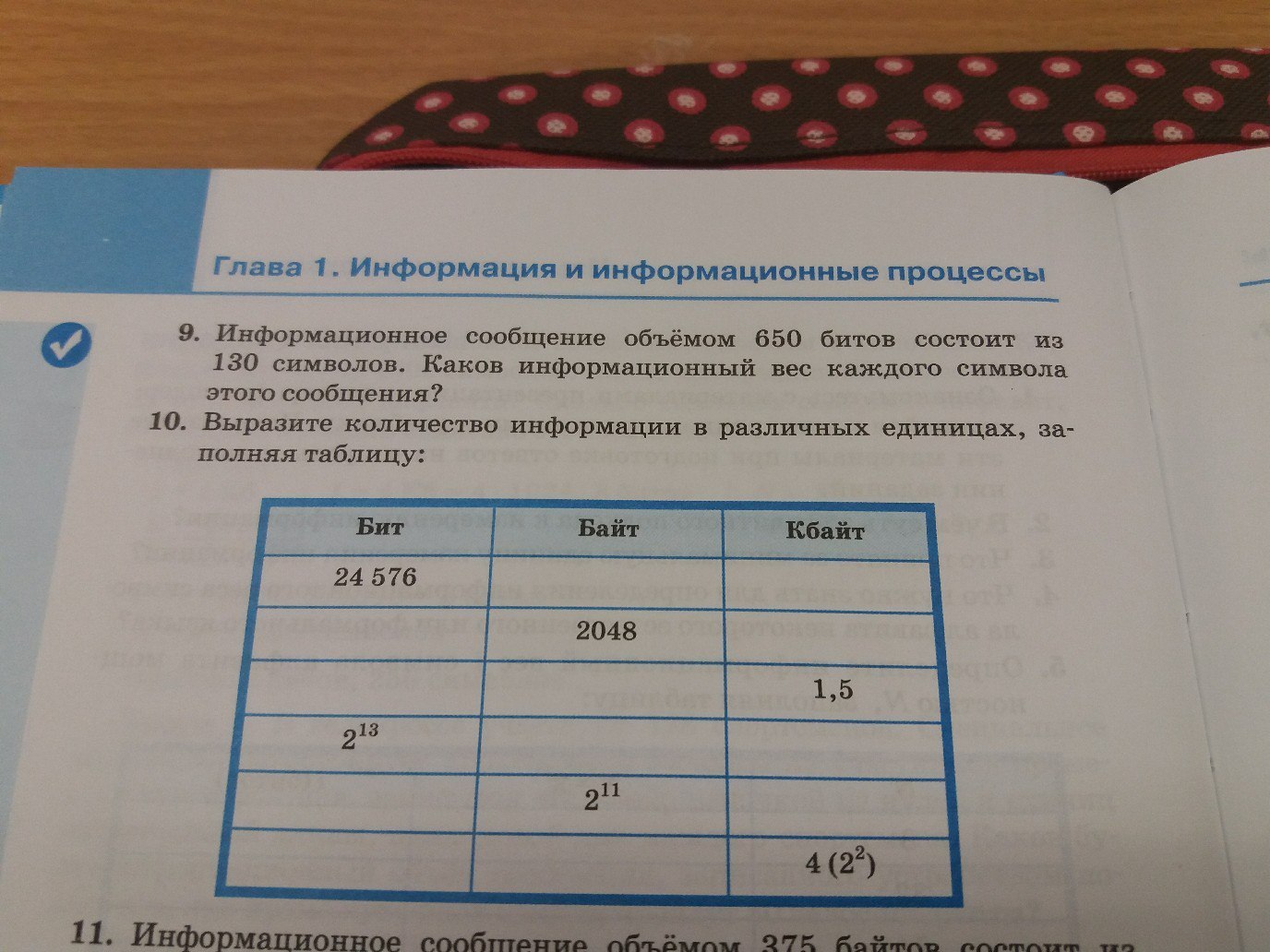 Выразите объем информации в различных единицах