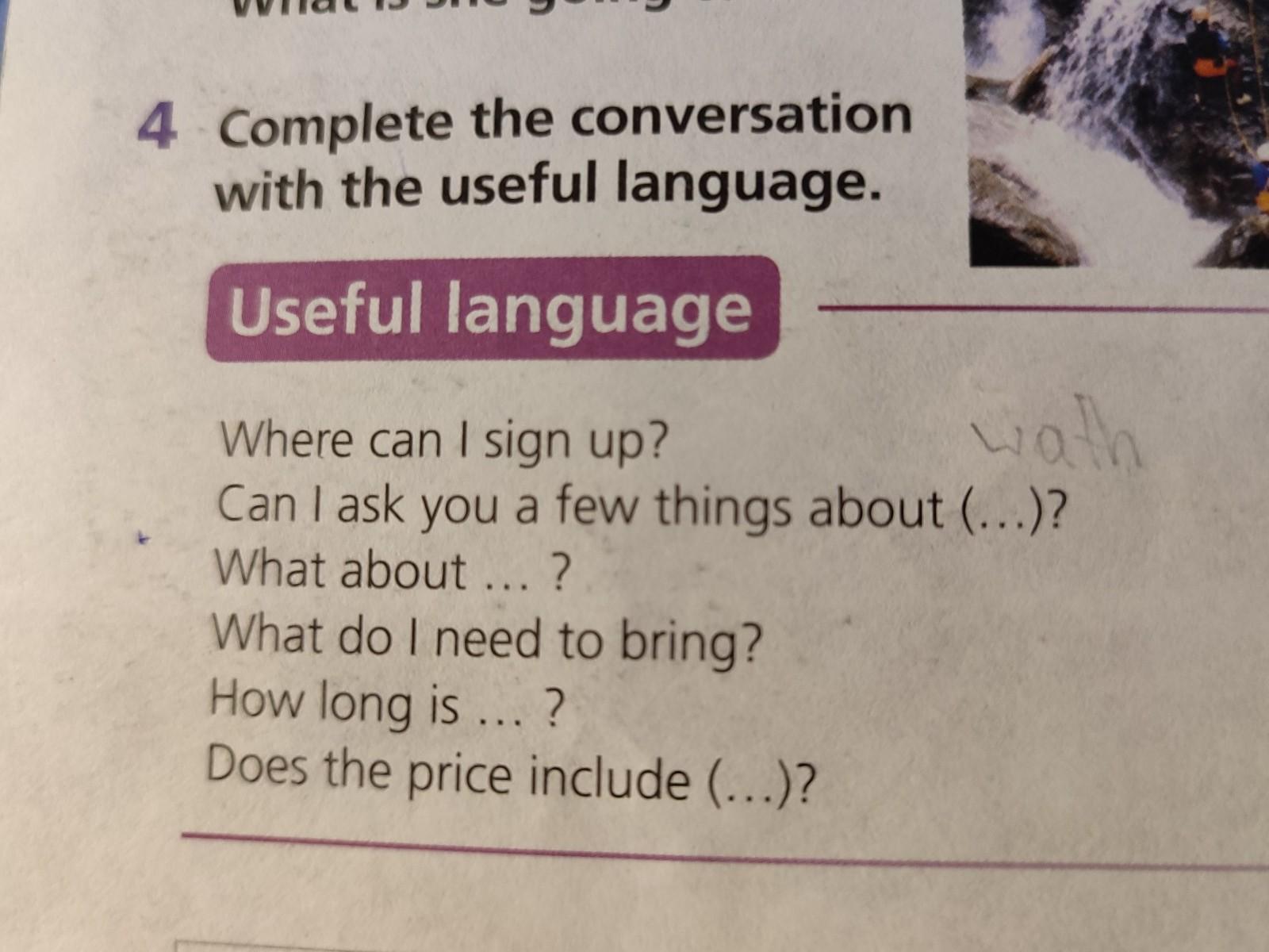 Useful language box