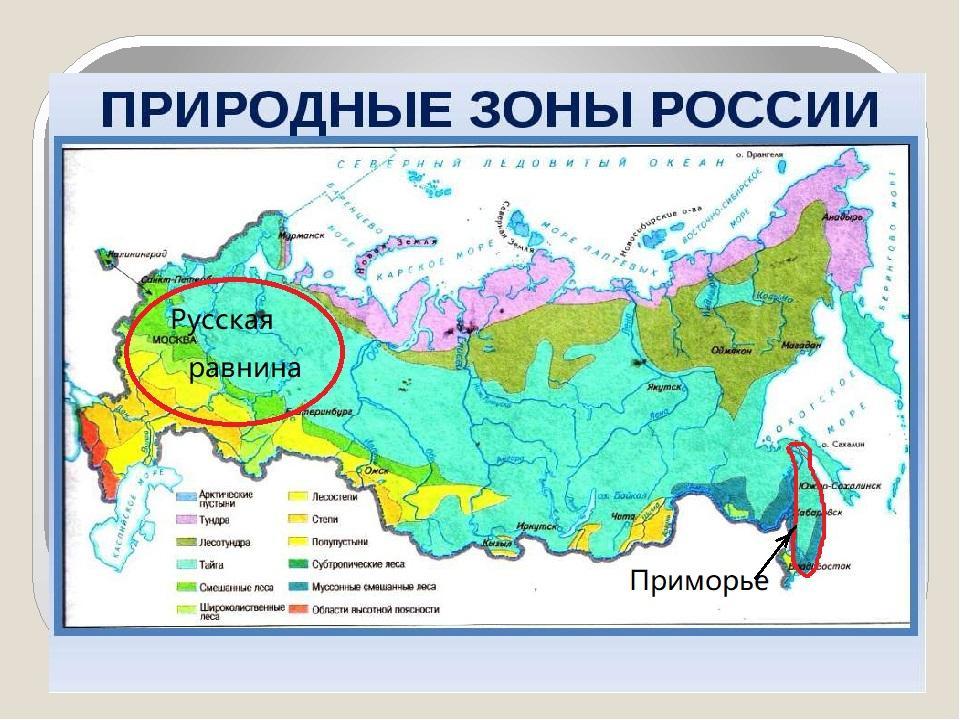 Карта природных условий россии