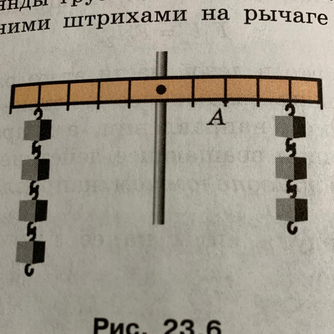 На рисунке 23 12 изображен рычаг находящийся в равновесии общая масса подвешенных