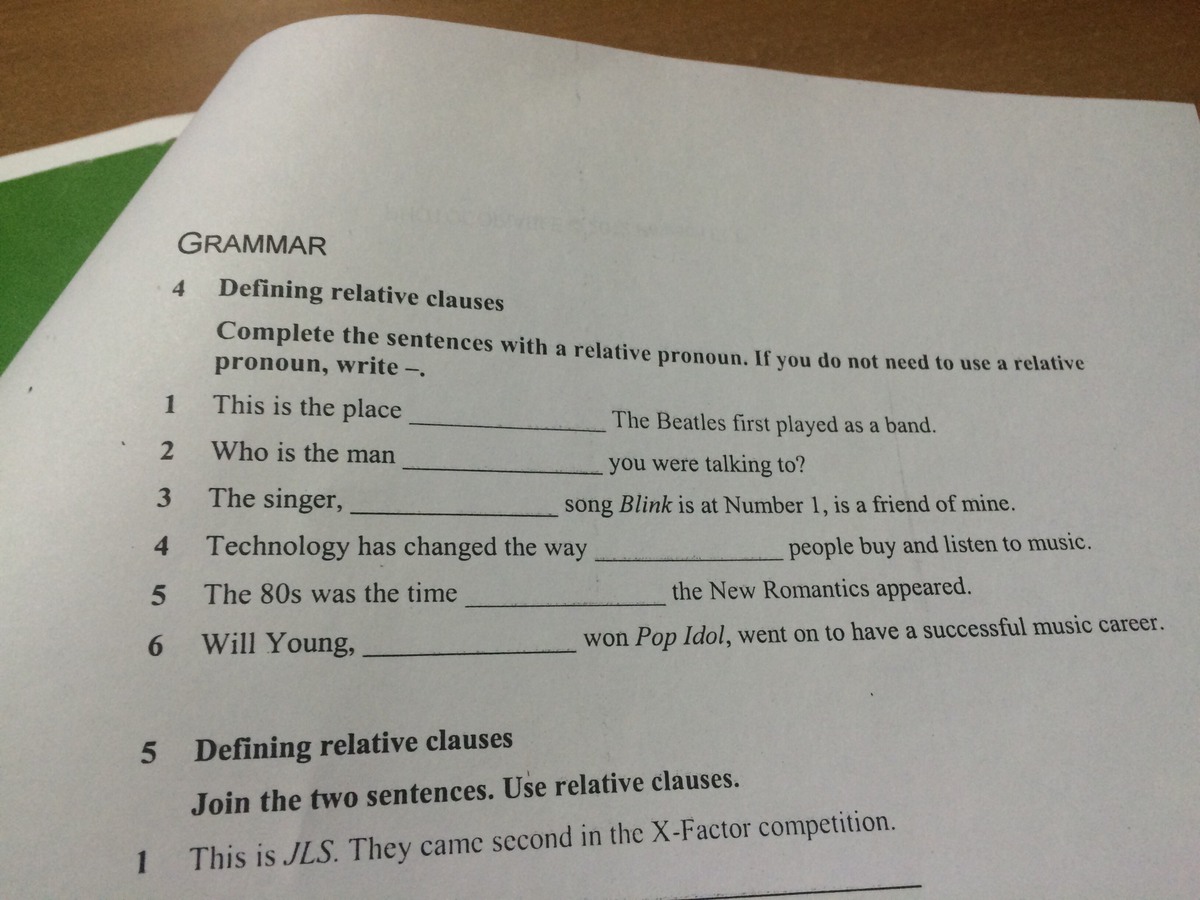 Grammar defining relative clauses. Grammar defining relative clauses