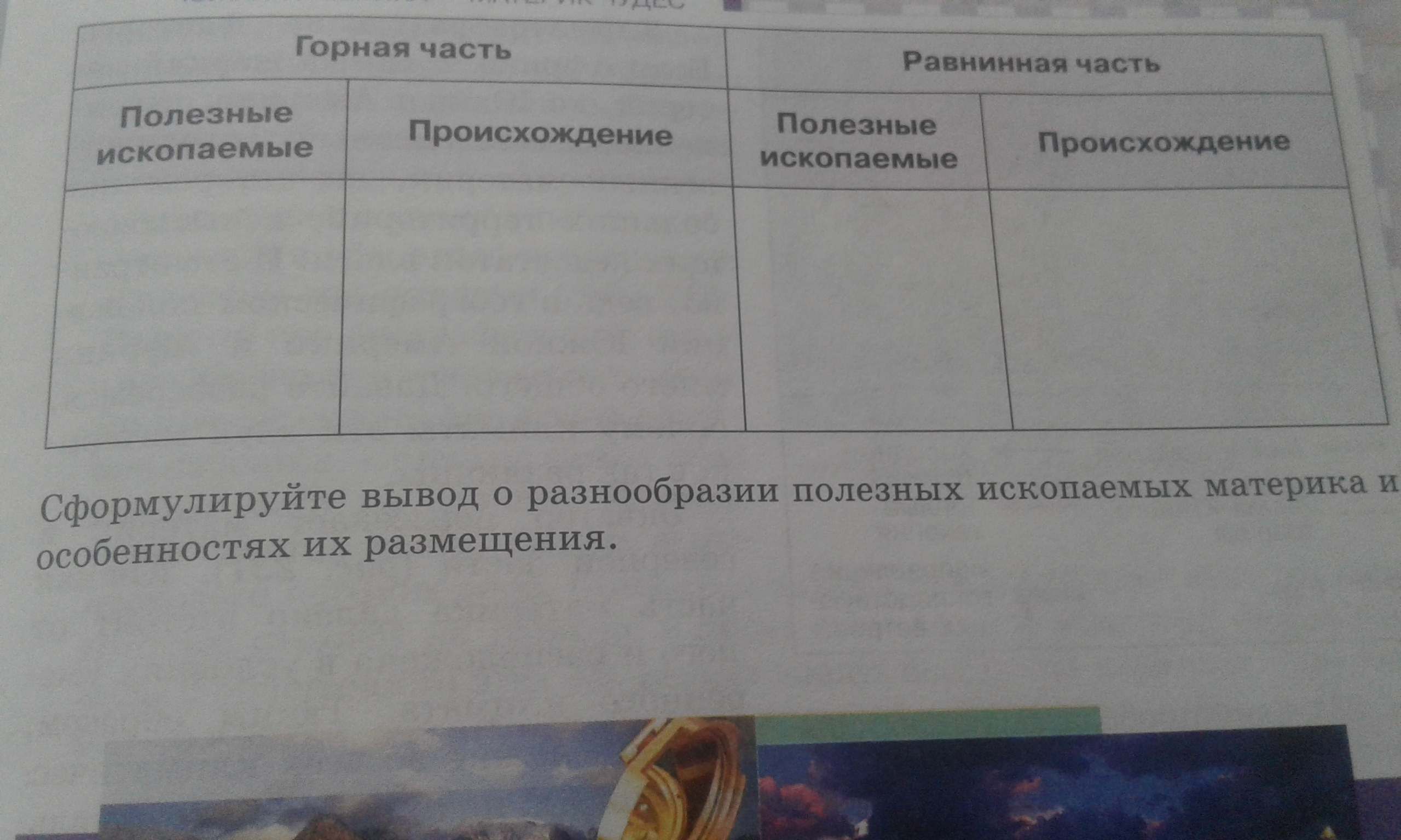 Заполните предложенную таблицу продукты питания на нашем столе