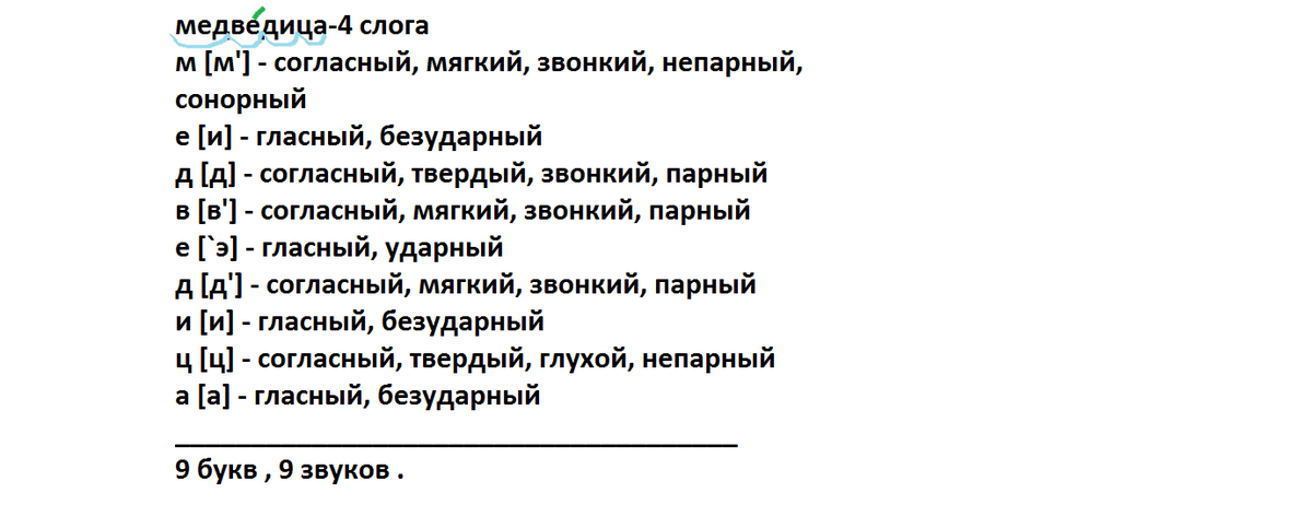 Медвежонок разобрать по составу 3 класс