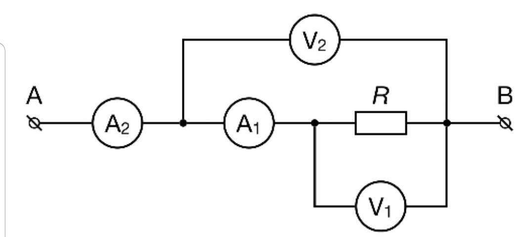 В цепи изображенной на рисунке амперметр показывает силу 2 а
