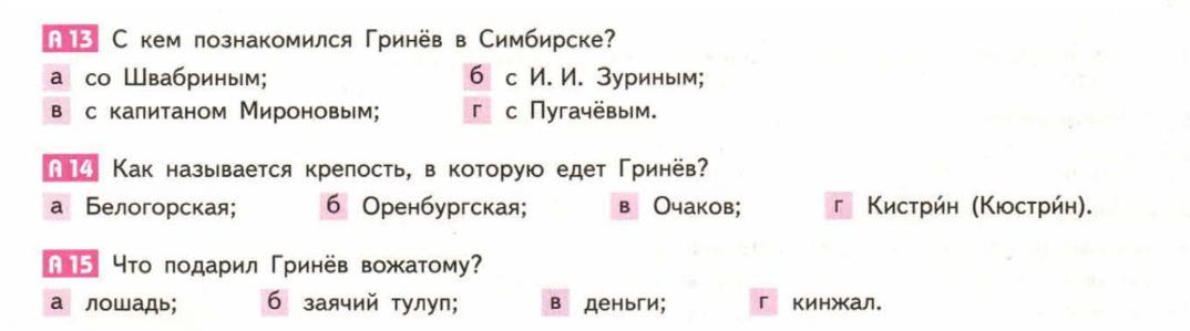 Контрольная по капитанской дочке 8 класс