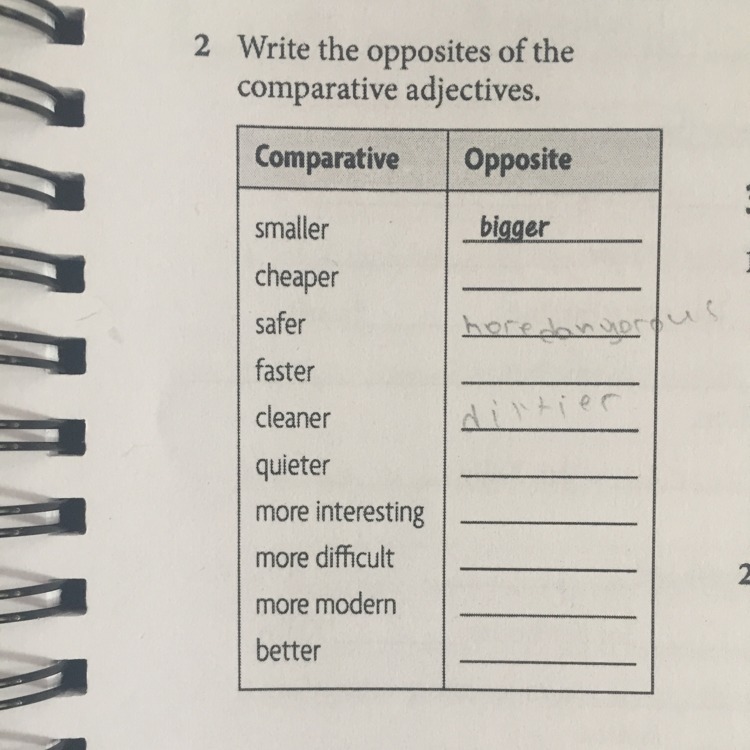 Comparative adjectives questions