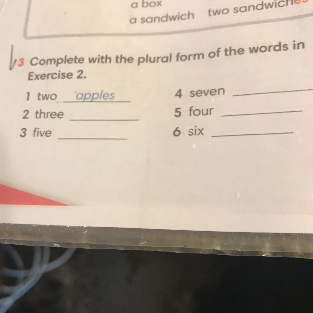 Write the plural form of the words