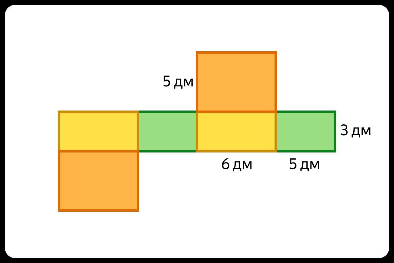 Площадь желтой части фигуры изображенной на рисунке 6 равна дм2