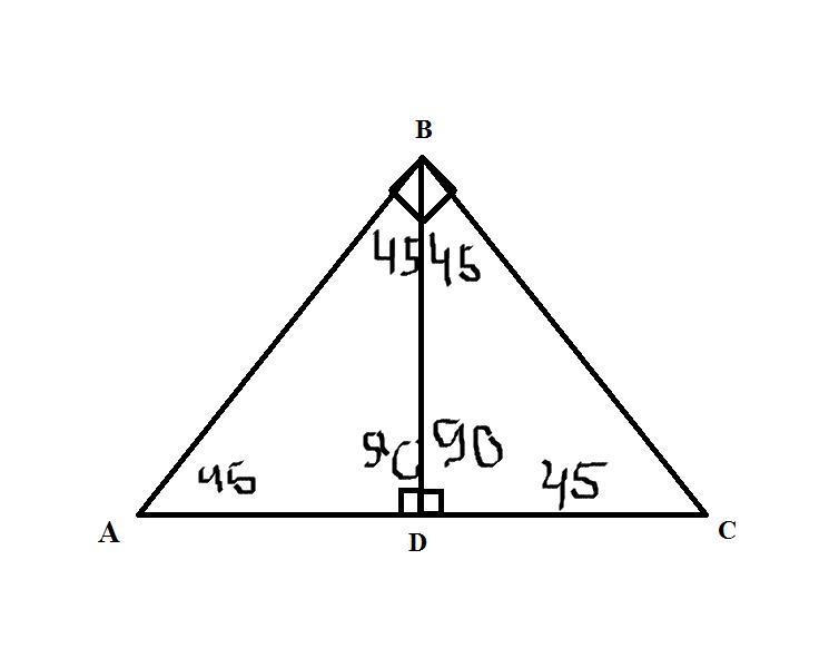 Высота равнобедренного треугольника рисунок. Высота в равнобедренном треугольнике. Равнобедренный треугольник чертеж. Гипотенуза равнобедренного треугольника. В равностороннем треугольнике abc провели высоту ah