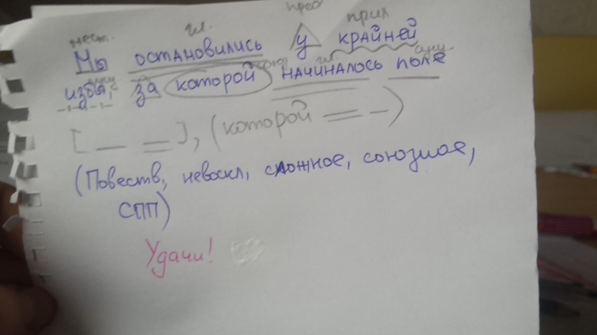 Начиналось поле. Мы остановились у крайней избы. Изба, разбор под цифрой 1.. Предложения мы остановились у крайней избы. Мы остановились у крайней избы разбор 4.