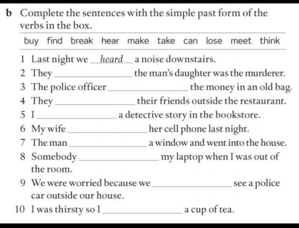 Complete the sentences last