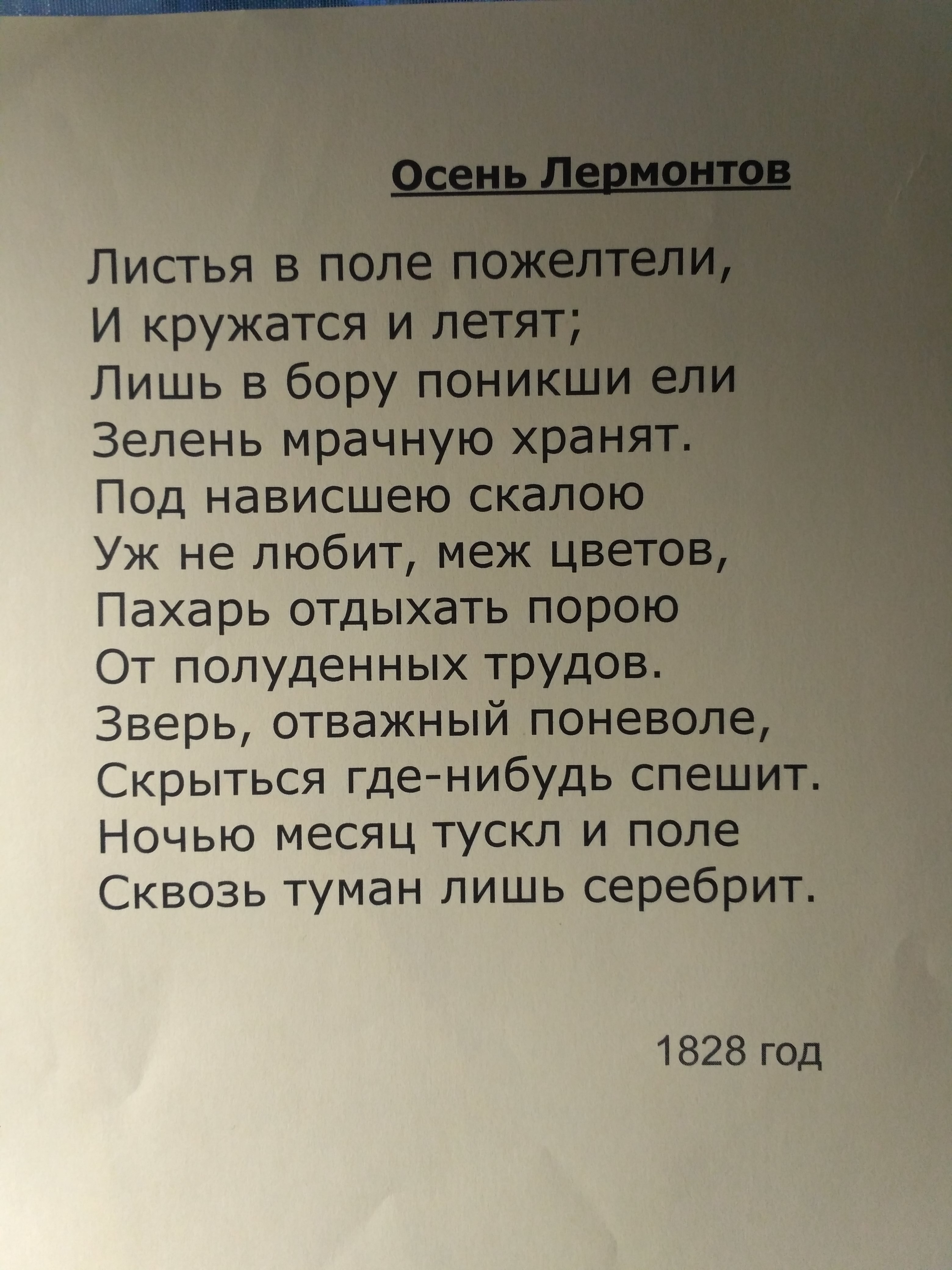 Стихотворение Лермантова