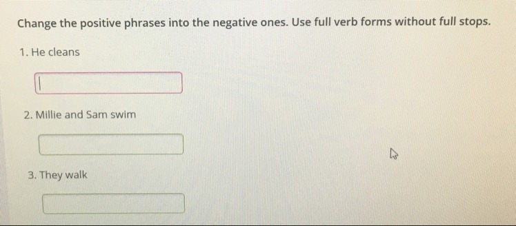 Full verb forms without full stops. Negative перевод на русский язык. Use Full verb forms and Full stops.
