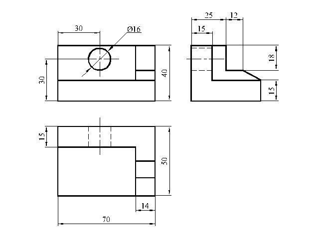 Чертеж детали опора три вида