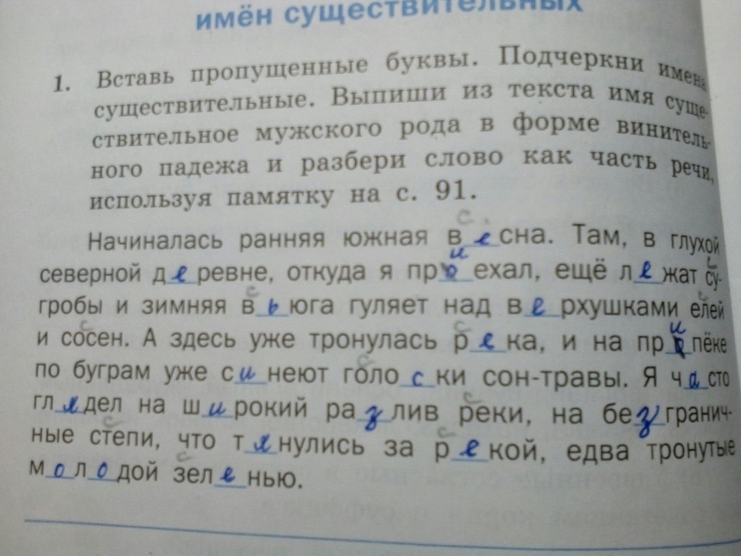 Запишите имена существительные в форму