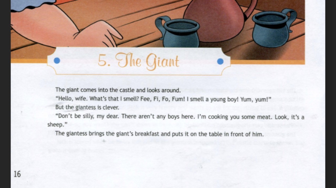 Can i look around. Giant перевод. The giant is never ready to eat. The giant goes to продолжение. Put it on the Table.