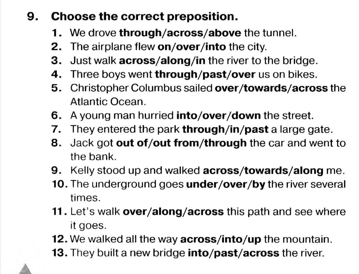 Fill in the correct preposition 7