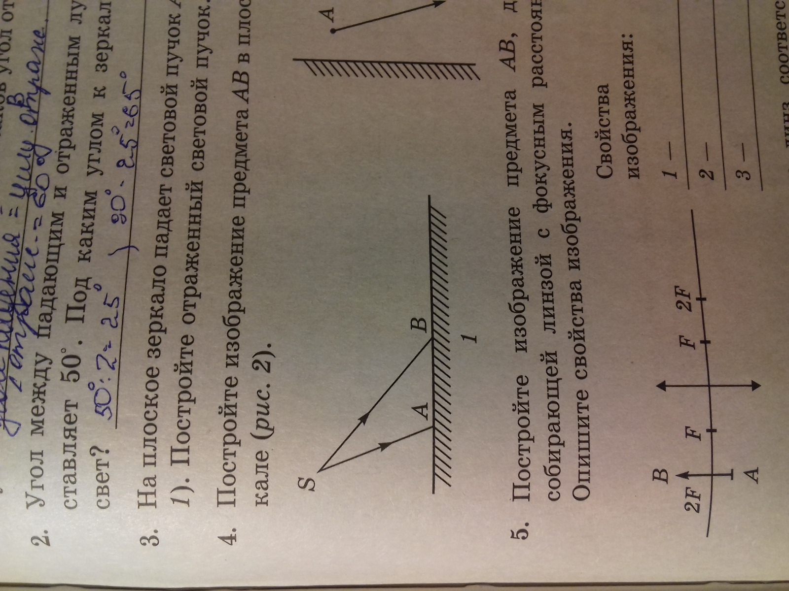 На плоское зеркало падает световой пучок постройте отраженный световой пучок смотрите рисунок