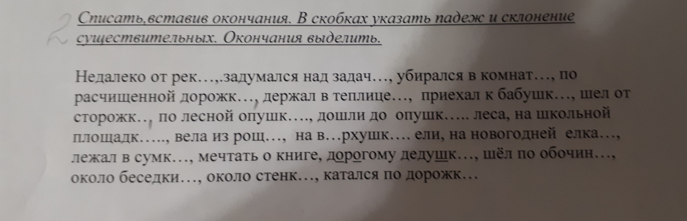 Спишите выделяя окончания имен прилагательных укажите падеж. Спишите выделяя окончания имен прилагательных укажите падеж