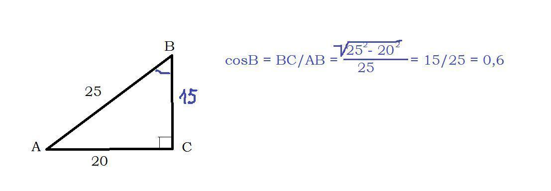 25 равны 20. Треугольник со сторонами 15 20 и 25 прямоугольный.