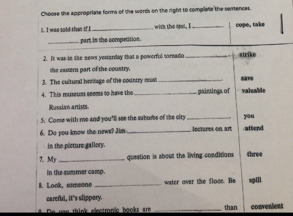 Present Continuous Worksheet a) complete the sentences with was or were.