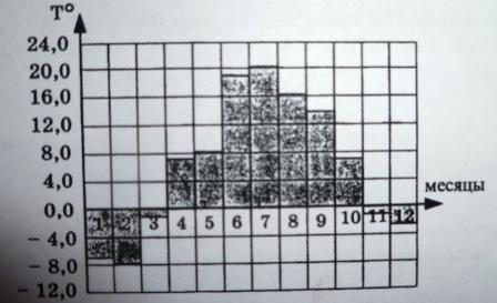 В диаграмме показана среднемесячная температура воздуха в санкт петербурге за каждый месяц 1999 года