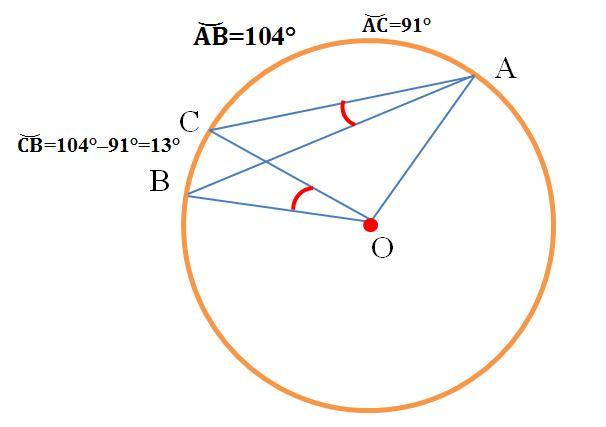 По рисунку дуга ab дуга ac 5 3