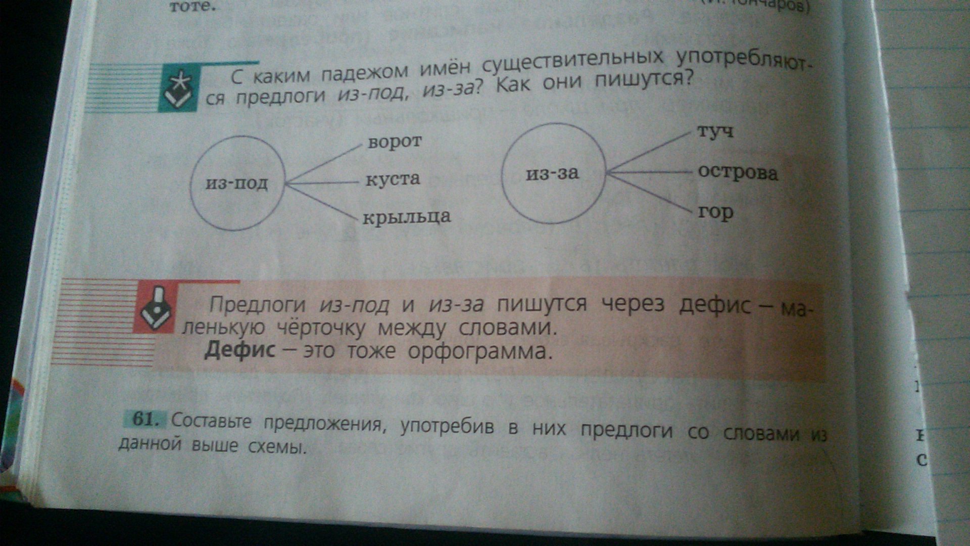 Номер 62 составь. Схема предлога под. Составьте предложения употребив в них предлоги из за. Составьте предложения употребив в них предлоги из-за из-под. Составь предложение употребив в них предлоги из за и из под.