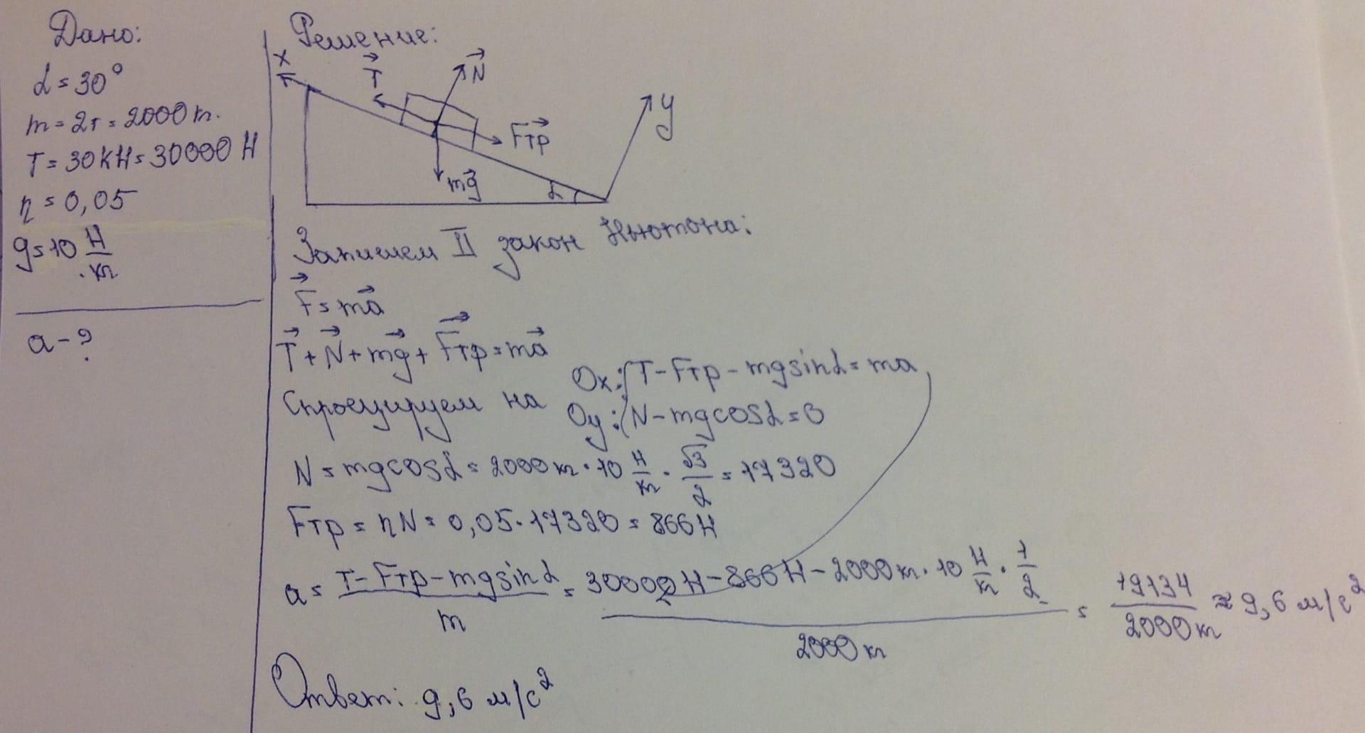 Определить ускорение вагонетки