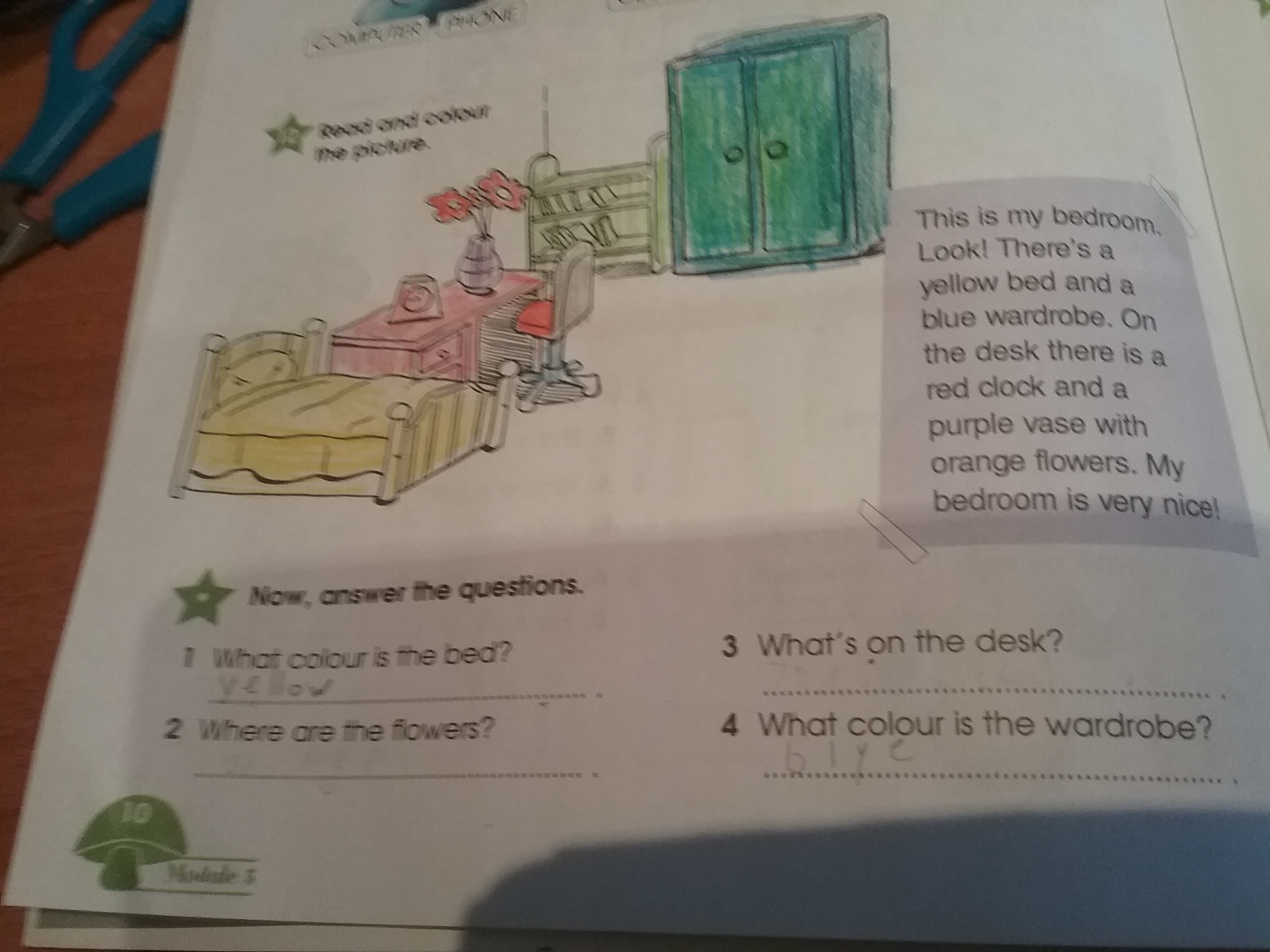 Look there s. This is my Bedroom . Look there s a. Look! There's a Yellow Bed and a Blue Wardrobe. This is the my Bedroom look ответ. Read and Color this is my Bedroom.