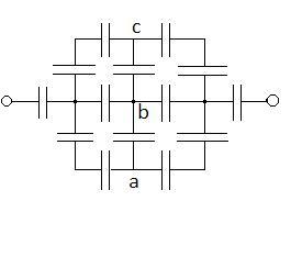 Определите емкость батареи конденсаторов изображенной на рисунке емкость каждого конденсатора 1мкф