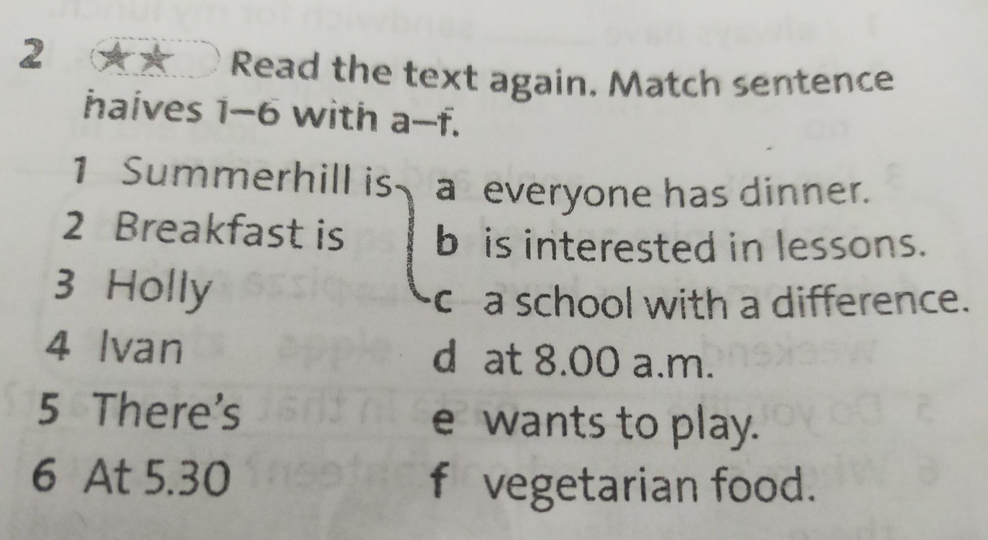 Read again and match the underlined. Match the sentences.