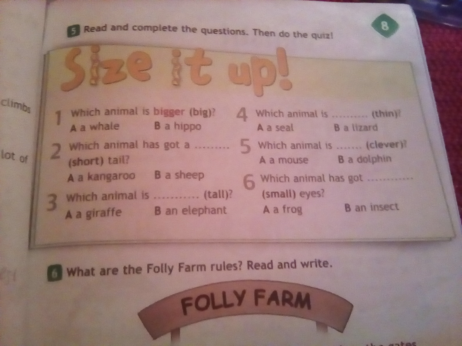8 complete the questions. Read and complete the questions. Read and complete 4 класс. What are the Folly Farm Rules read and write 4 класс ответы. Read and complete the questions then do the Quiz.