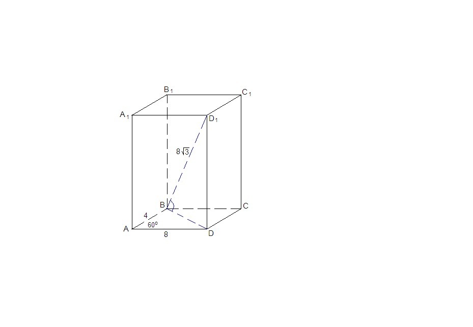 Стороны основания прямого параллелепипеда равны 8. Проекция диагонали параллелепипеда. Меньшая диагональ параллелепипеда. Проекция диагонали параллелепипеда на основание.