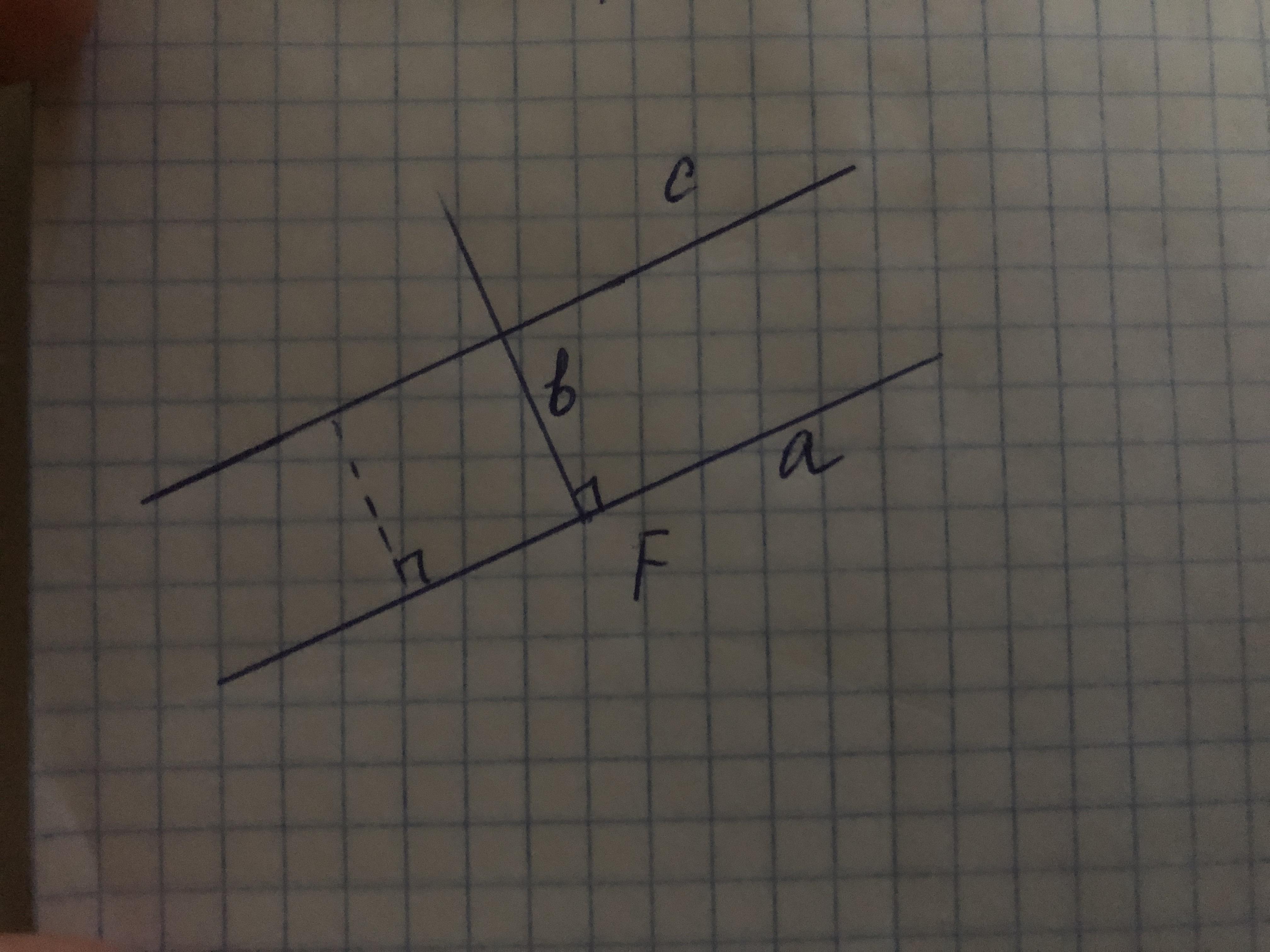 Перерисуйте в тетрадь рисунок 5 проведите через точку f прямую а параллельную c