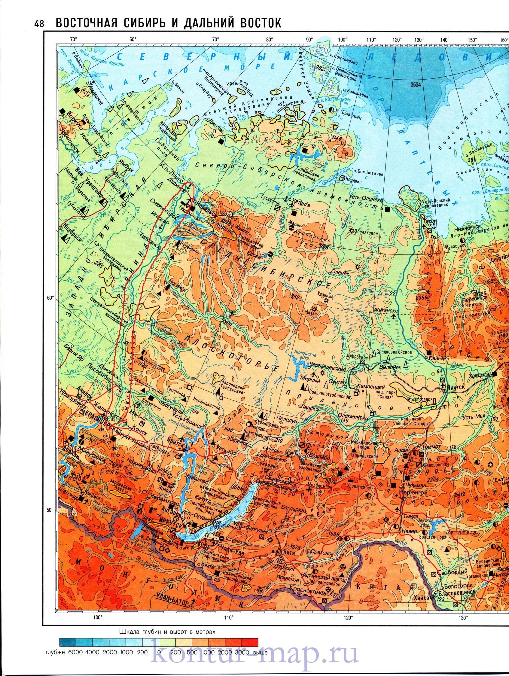 Восточная сибирь карта реки