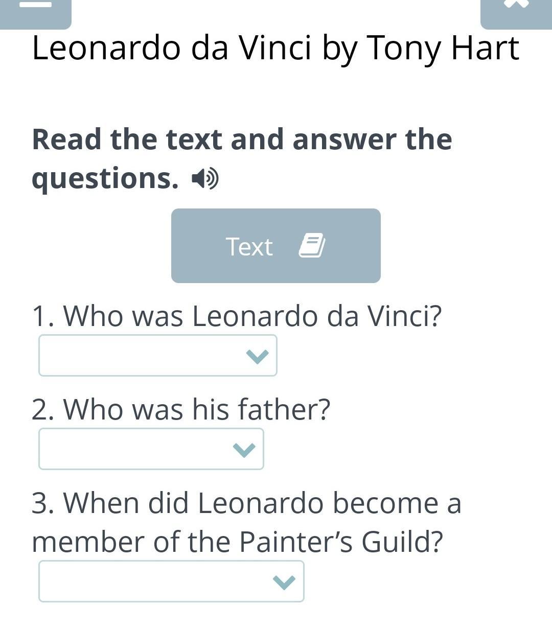 Who was leonardo da vinci. Read and choose the correct options. Read the text and choose the correct options. Click on the correct option. Read the text and choose the correct options the widespread.