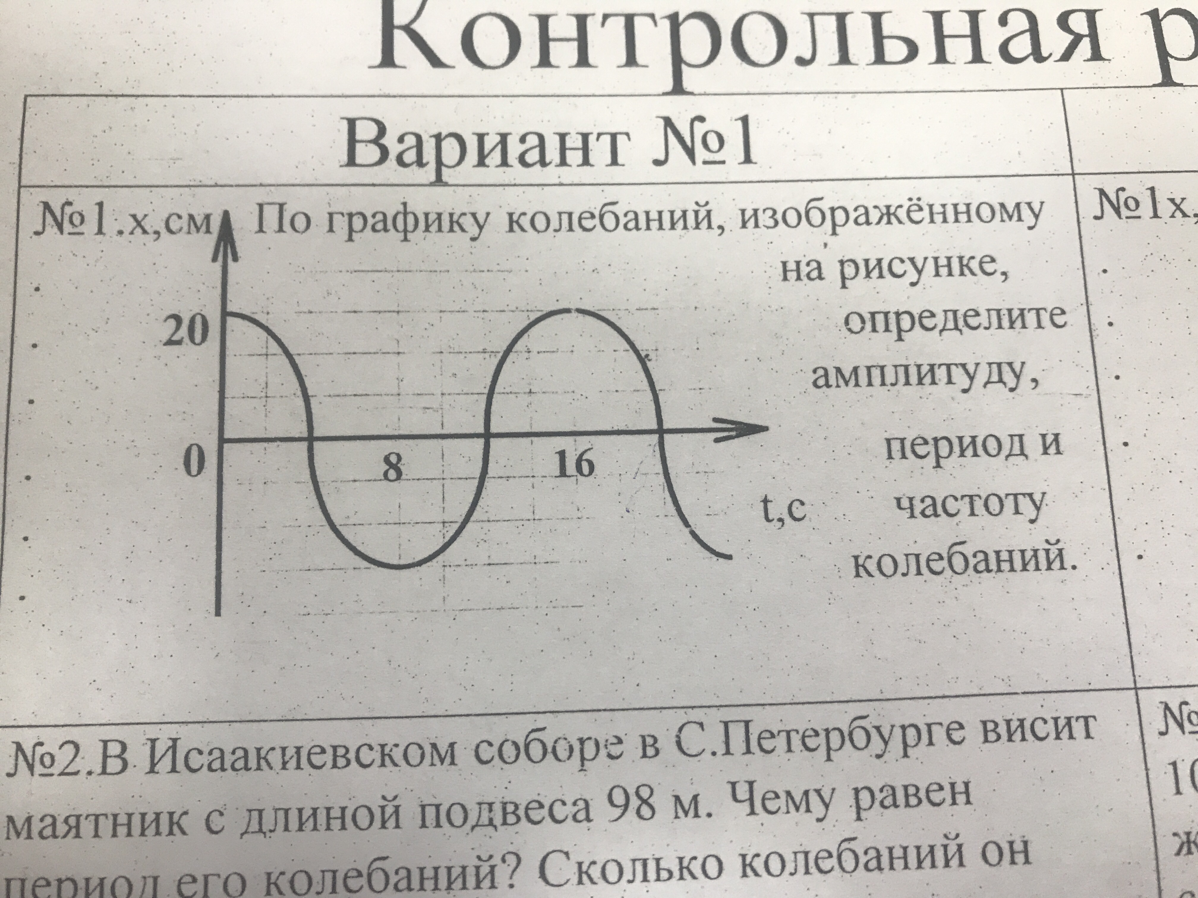 По графику изображенному на рисунке определите амплитуду