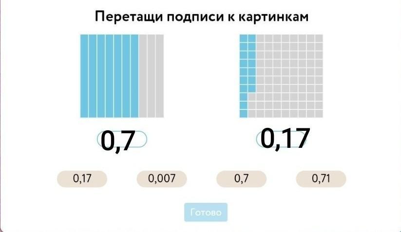 Квадрат 10 на 10 100 клеток. Перетащи подписи к картинкам 0.34 0.7 0.207 0.27.