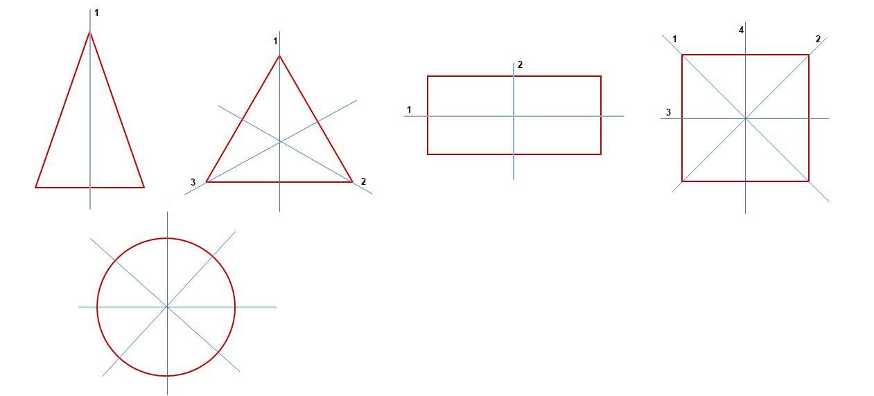 Расскажите о симметрии круга квадрата прямоугольника