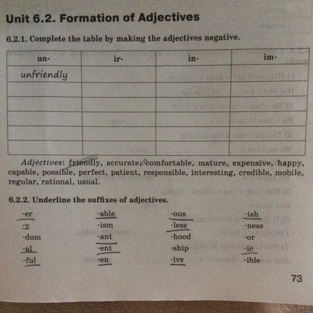Fill in the chart with information