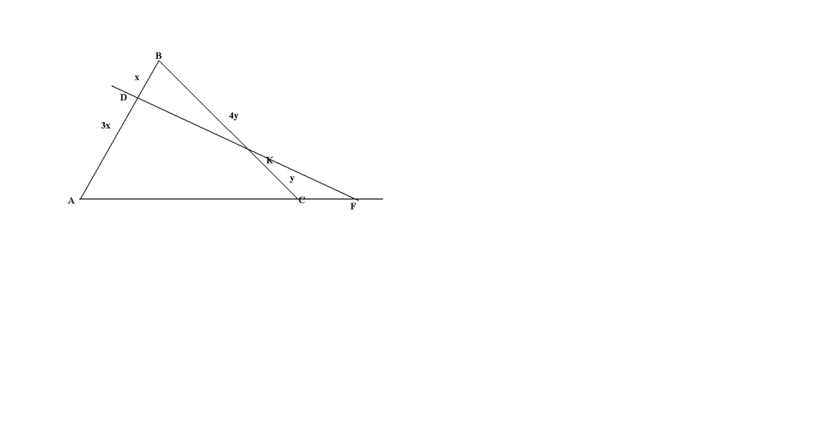 Прямая пересекает сторону ав треугольника авс. Сторона ab треугольника ABC 1:3:4. Точка д лежит на стороне АВ треугольника. Точка к лежит на стороне АВ. AC пересекает BC ad 12 BC 4.