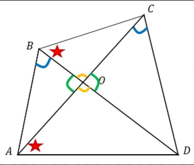 В выпуклом четырех углы Абд и АСД равны. Звездочка углы и длина сторон.